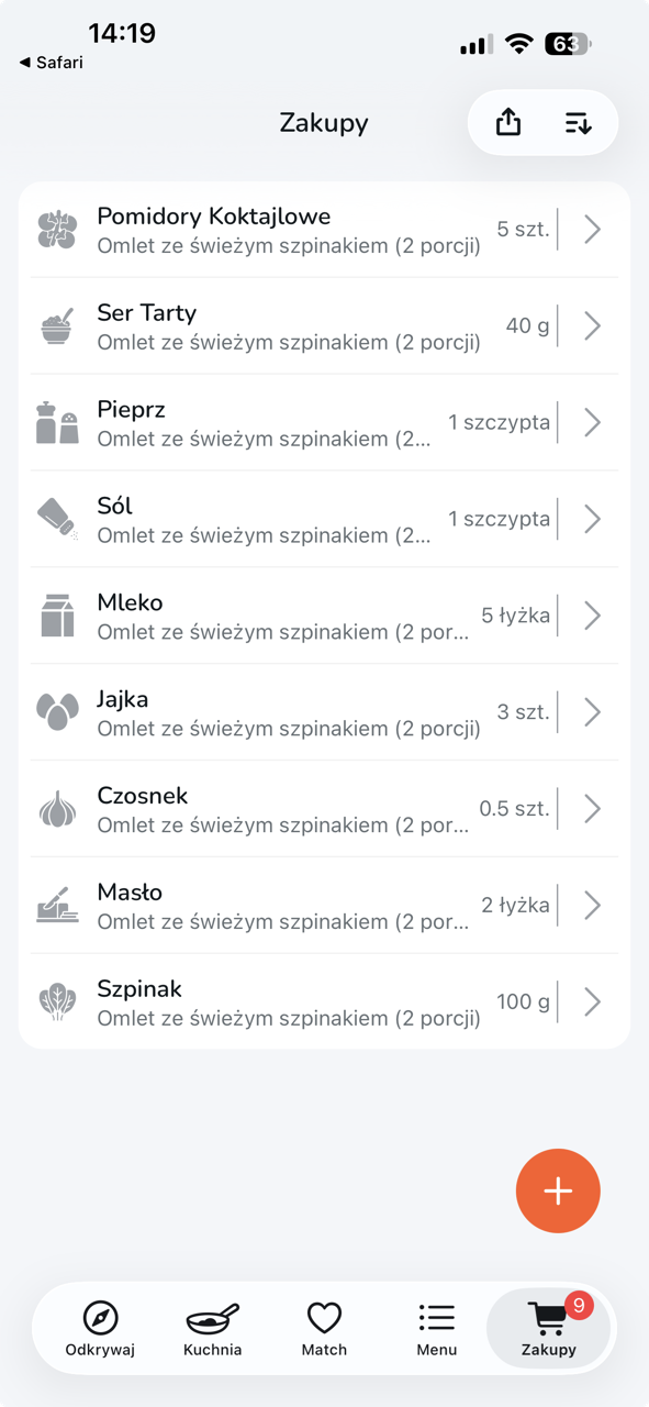 BitEat Shopping List Screen